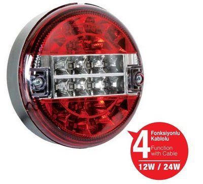 Фонарь задний LED, красно-прозрачн., 4-х функц., 24 W ISS10404K фото